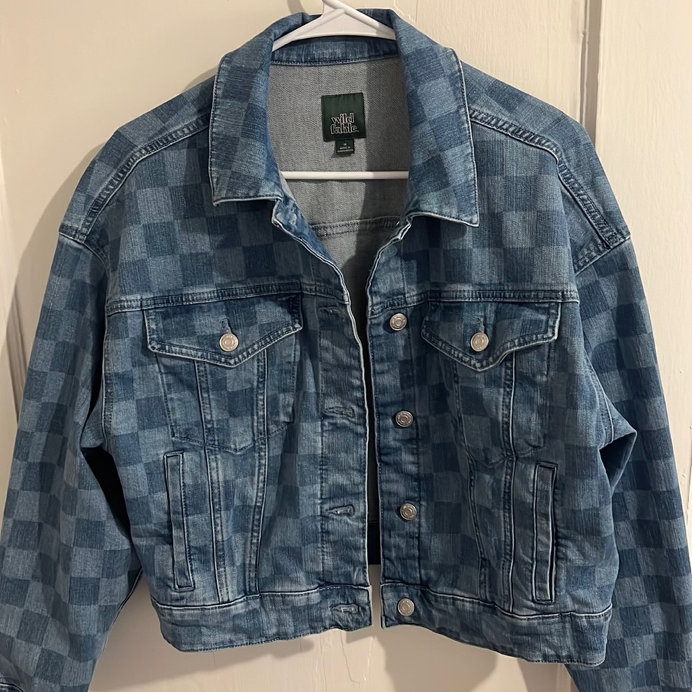 Wild Fable Denim Jacket- 2 Tone Denim Checkered